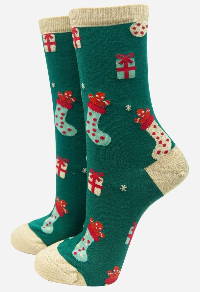  Chaussettes en bambou pour femmes - Vert, bas de Noël 