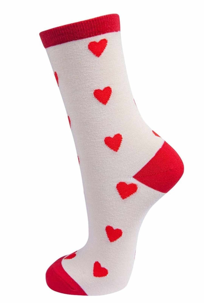 Chaussettes en bambou pour femmes - Cœur rouge