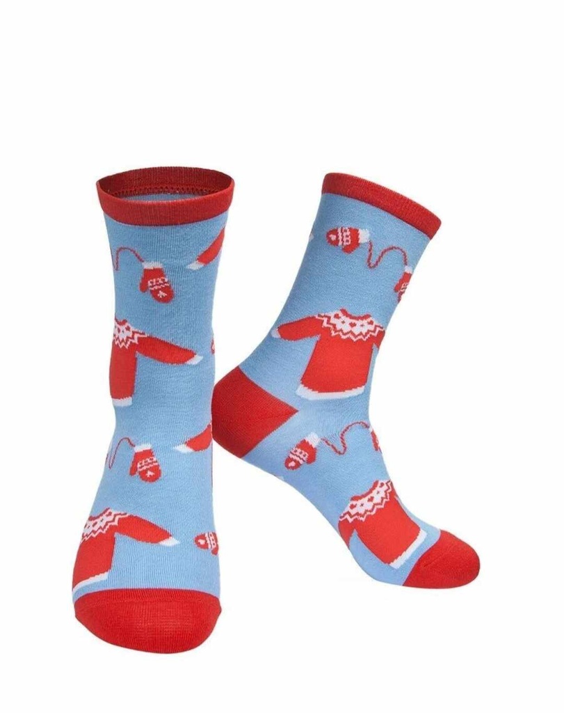 Chaussettes en bambou pour femmes - Bleu/rouge, Pulls