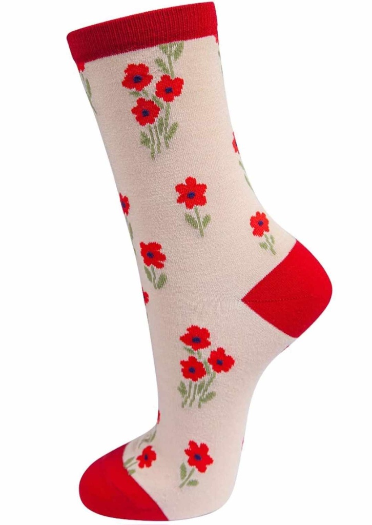 Chaussettes en bambou - Coquelicots