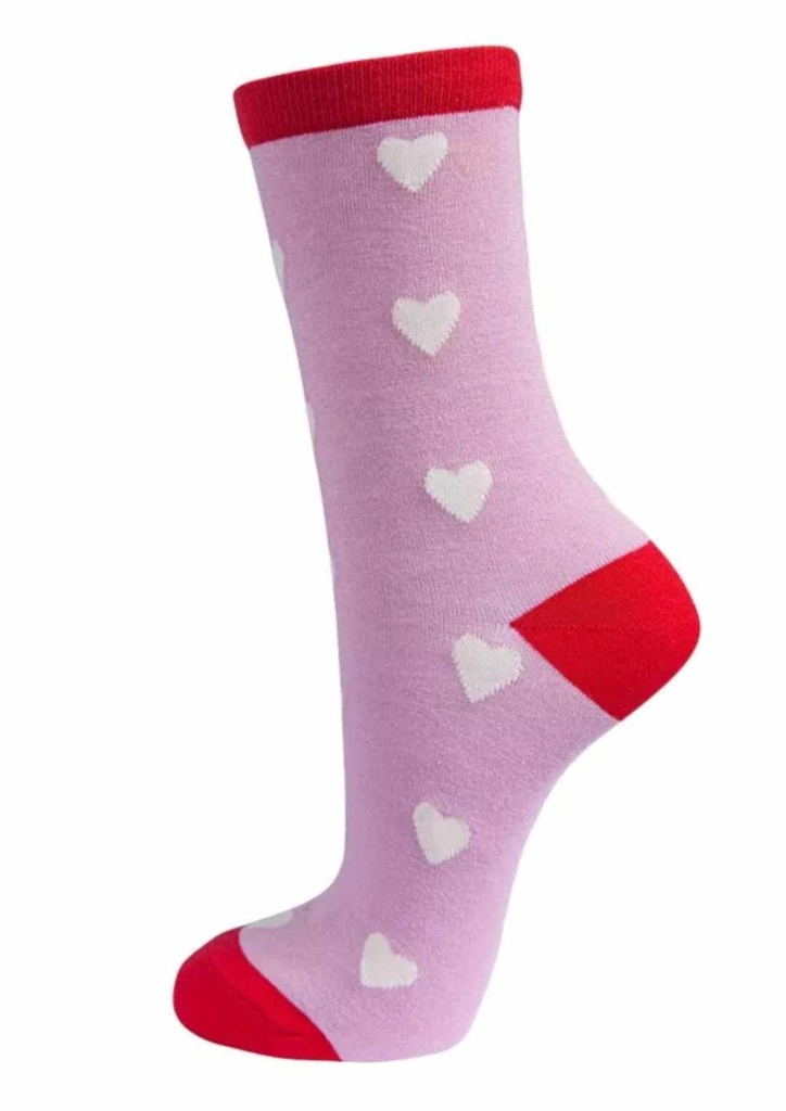 Chaussettes en bambou - Cœur rose