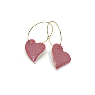 Christine Brassine - Boucles d'oreilles cœur rouge