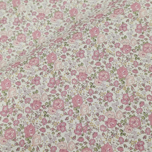 Tissu 06 - Coton liberty suisse fleurs roses