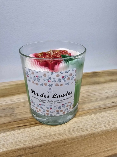 Bougie artisanale décorée - Pin des Landes