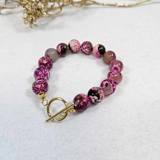 [BRA001] Bracelet Agate Fuschia - Poignet (ARCHIVER)